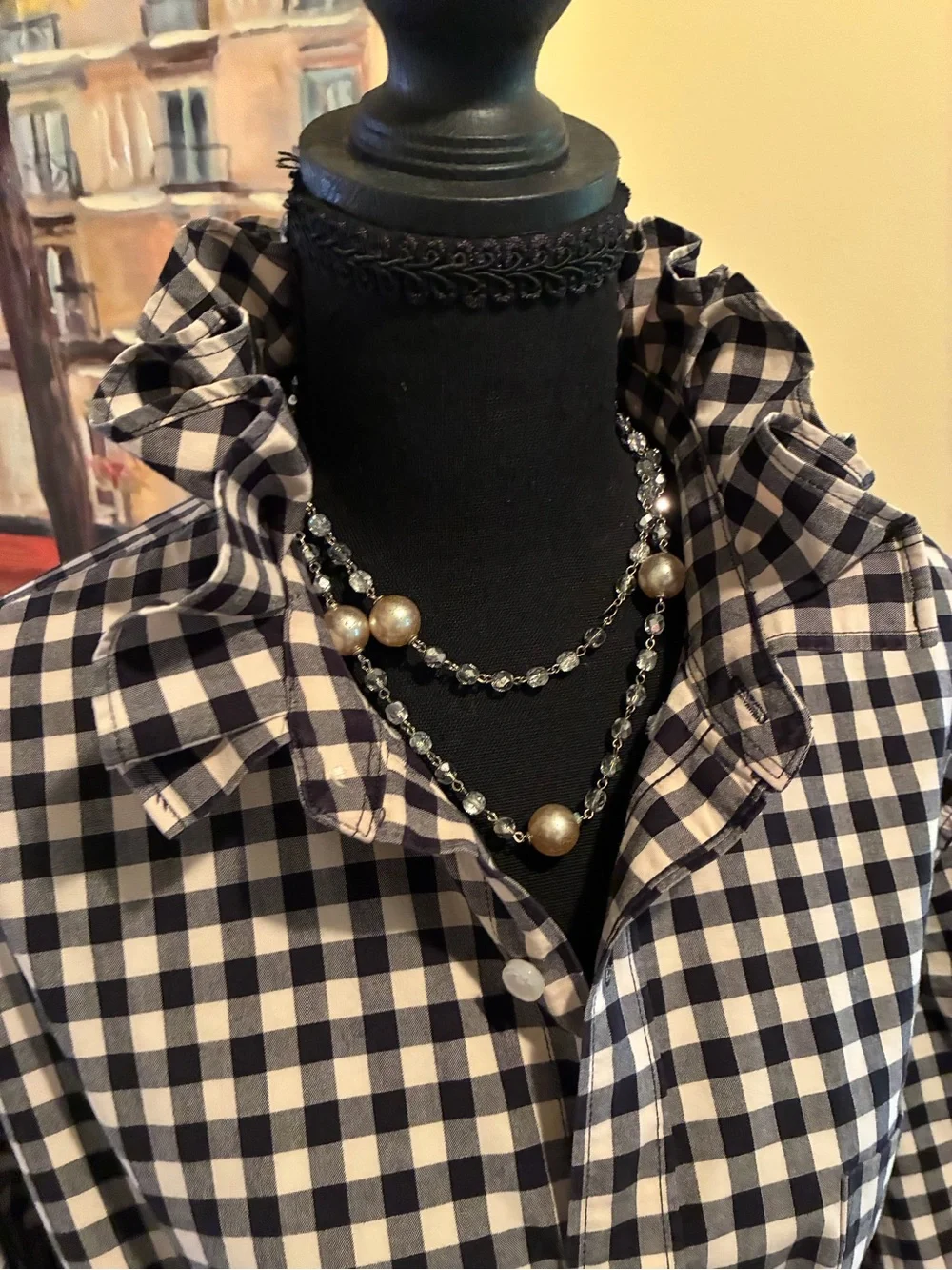 J. Crew Black and White Gingham Button-Down Shirt